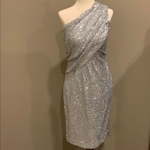 Calvin Klein silver, sparkly formal dress